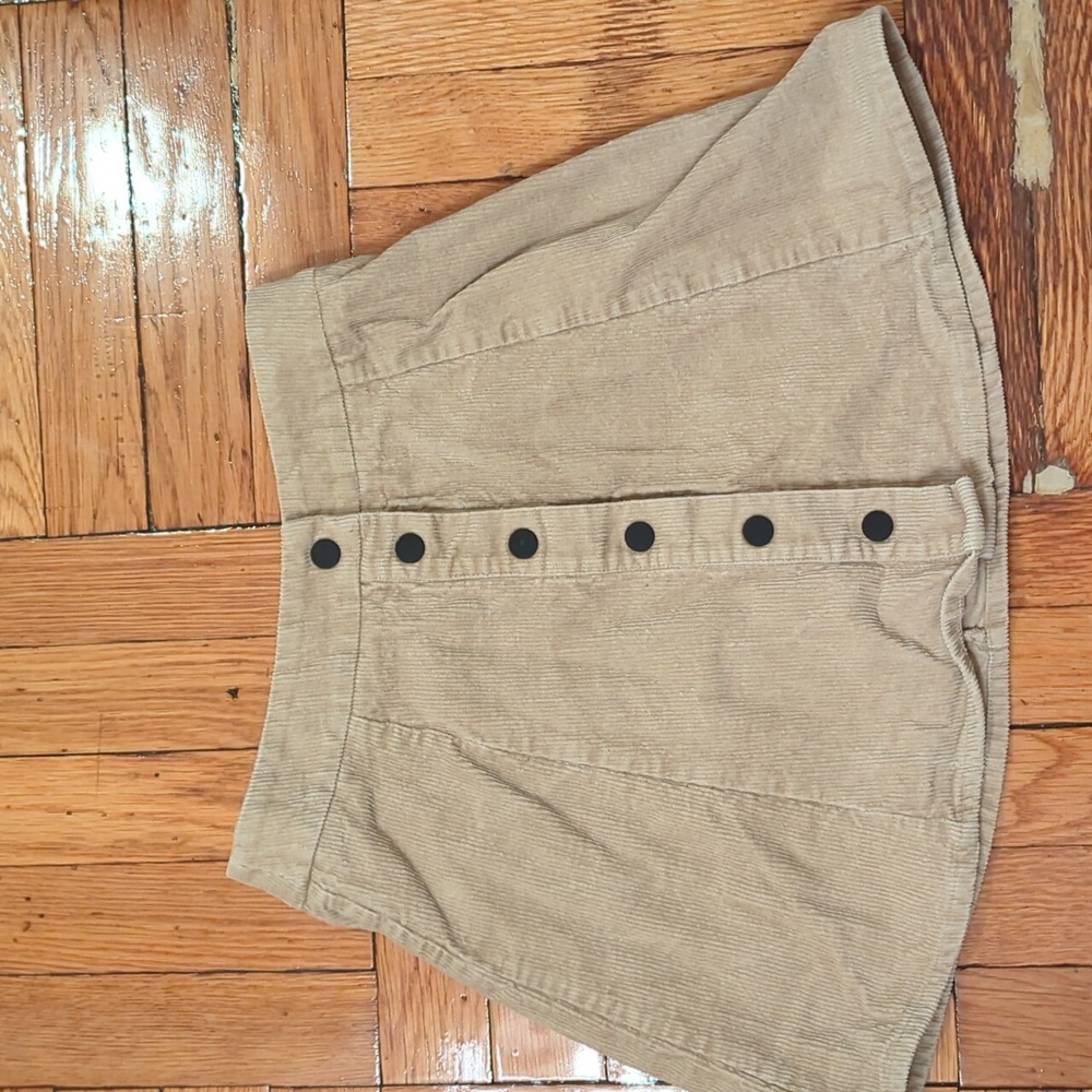 Tan Corduroy Button Up Skirt